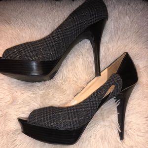 Marc Fisher Grey peep-toe platform heels